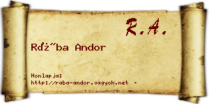 Rába Andor névjegykártya