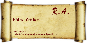 Rába Andor névjegykártya