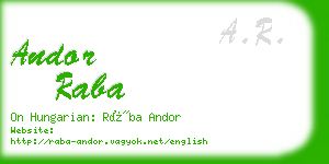 andor raba business card